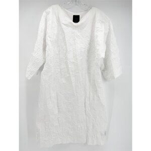 NUBU STUDIO White Crinkle Wrinkle Oversized Dress 3/4" Slv O/S